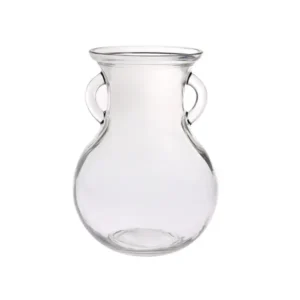 5.875"Dia.x 8"Tall Clear Glass with ear handle Vase