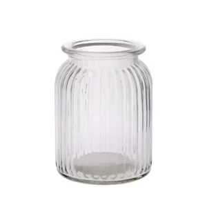 4.375"Dia.x 5.75"Tall Clear Glass Ribbed  Vase