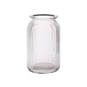 4.375"Dia.x 7.25"Tall Clear Glass Ribbed  Vase