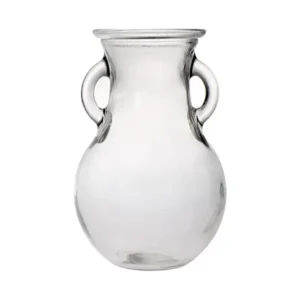 6.5"Dia.x 10"Tall Clear Glass with ear handle Vase